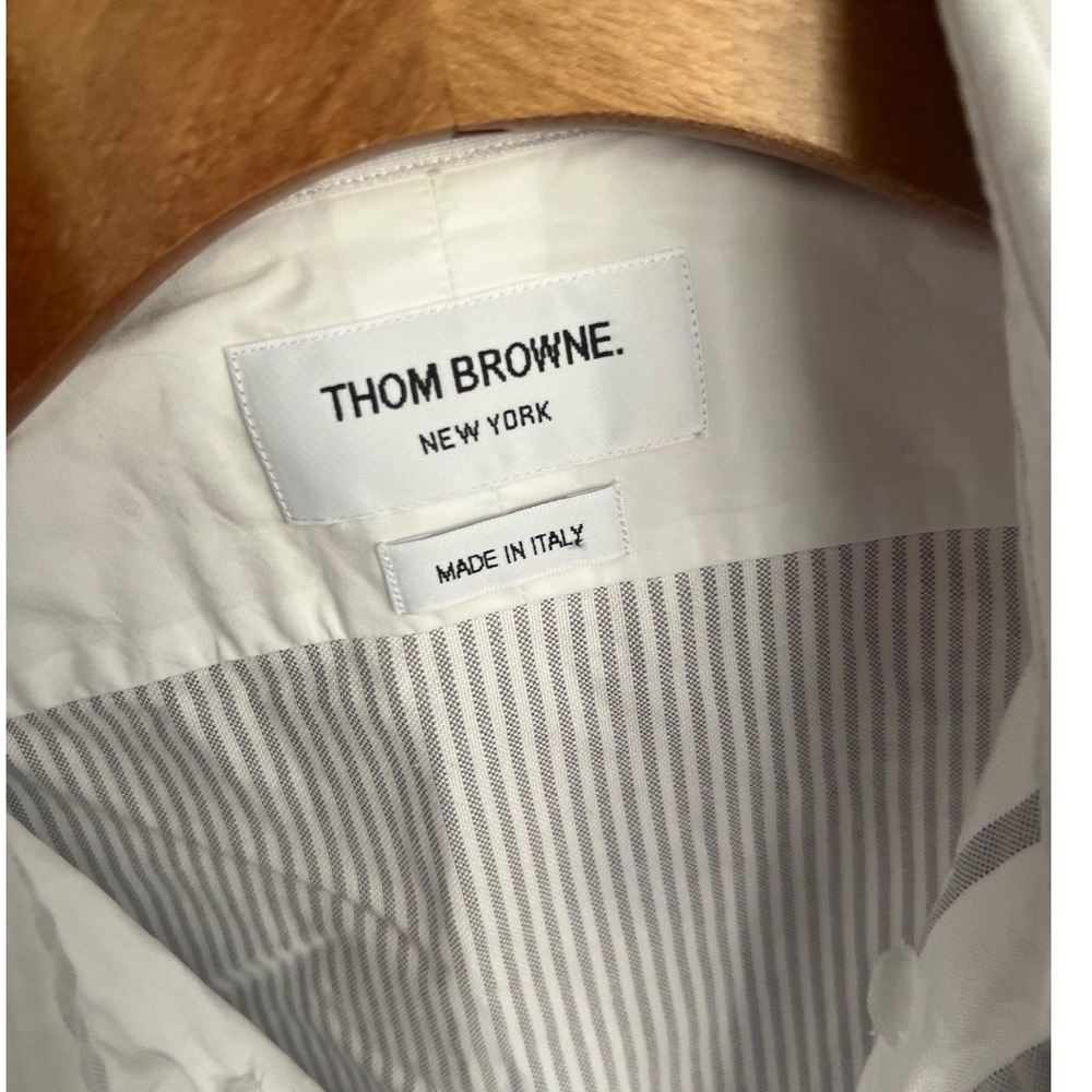 Thom Browne Mens Iconic Striped Button Down1 Celebrity Owned Flawed Made  Italy - Picture 3 of 10